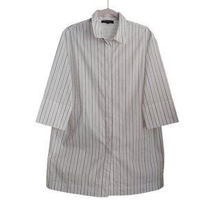 Lafayette 148 New York Striped Cotton Button Oversized Shirt Business Preppy M